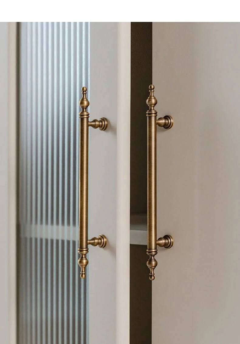 Tinyhob Solid Antique Bronze Pull Brass Cabinet Knobs T Bar Funiture Wardrobe Appliance Handle Long Pull Drawer Handle