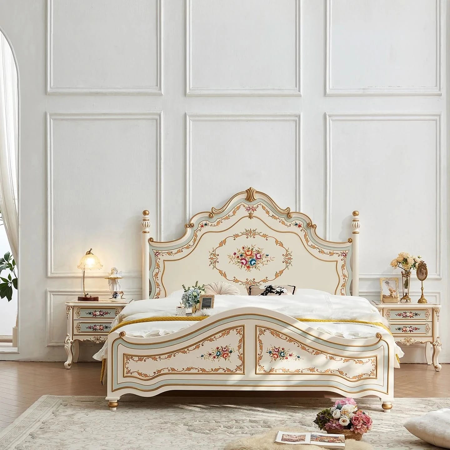 Modern Frame Bed Double King Size Bedroom Beauty European Sleeping Bed Platform Girls Letto Matrimoniale Lounge Suite Furniture