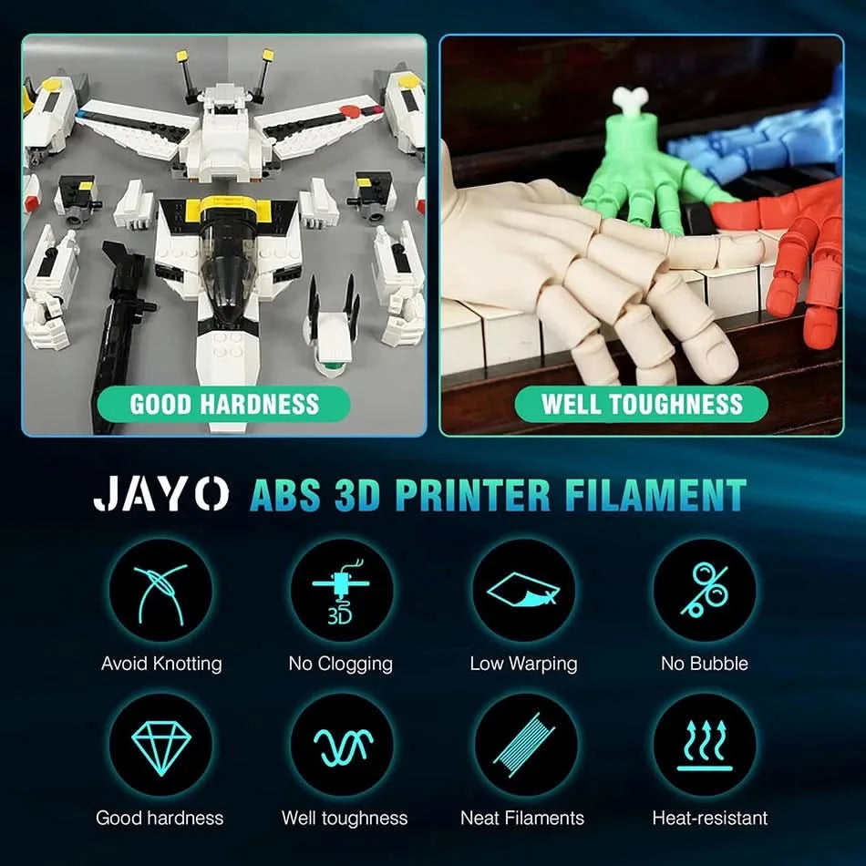 JAYO ABS Filament 1.75mm 3D Printer Filament 10Rolls For FDM 3D Printers 3D Pen Filament Refills 1KG/Roll 3D Printing Materials