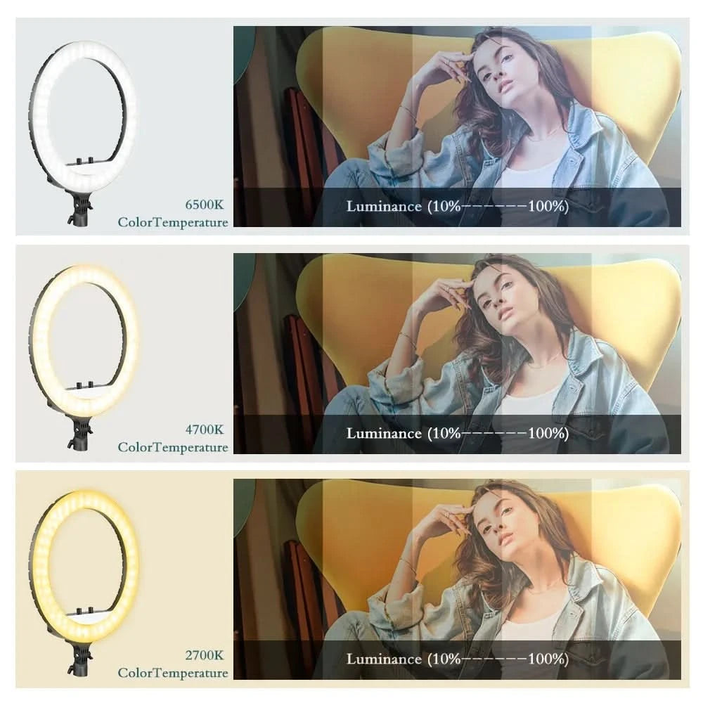 SH 18 Zoll Drehknopfringlicht LED Selfie Video Lampe mit Stativ Handyhalterung für YouTube Live Beleuchtung Foto Fotostudio