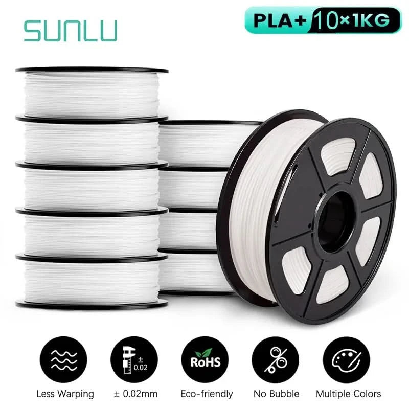 SUNLU 10KG 3D Filament PLA/PLA PLUS/PETG/Easy ABS Filament 1.75mm 10 Rollen 1KG sauber gewickeltes 3D-Drucker-Filament für 3D-Drucker