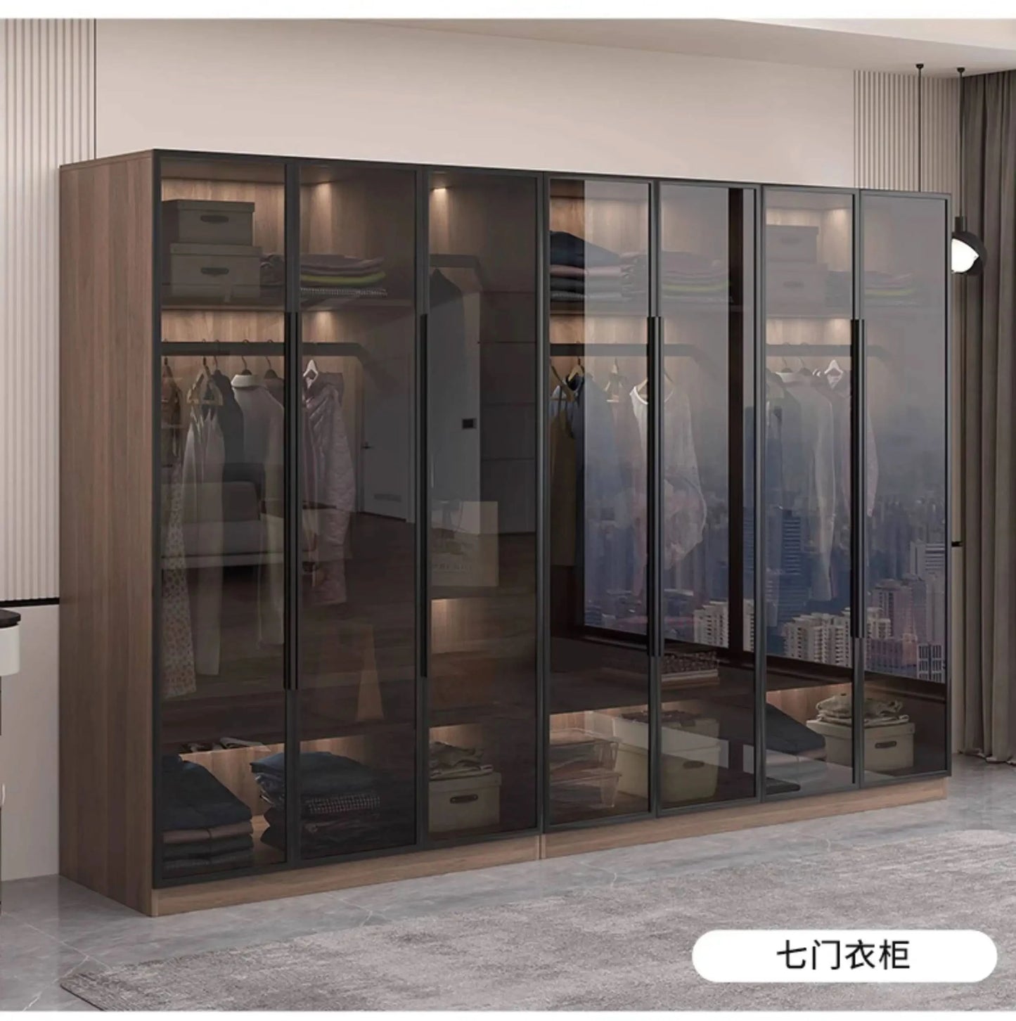 Glass light luxury corner cloakroom wardrobe Double clothes closet cabinets and wardrobes Cabinet dressing clothe home furniture