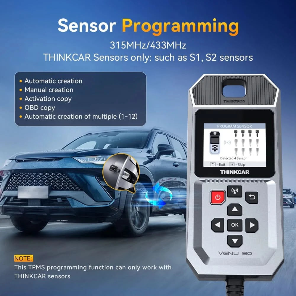 THINKCAR VENU 90 Car Tire Pressure Monitor WIFI Programming Diagnostic Tool Activate All Sensor Work On 315 433MHz DTCs