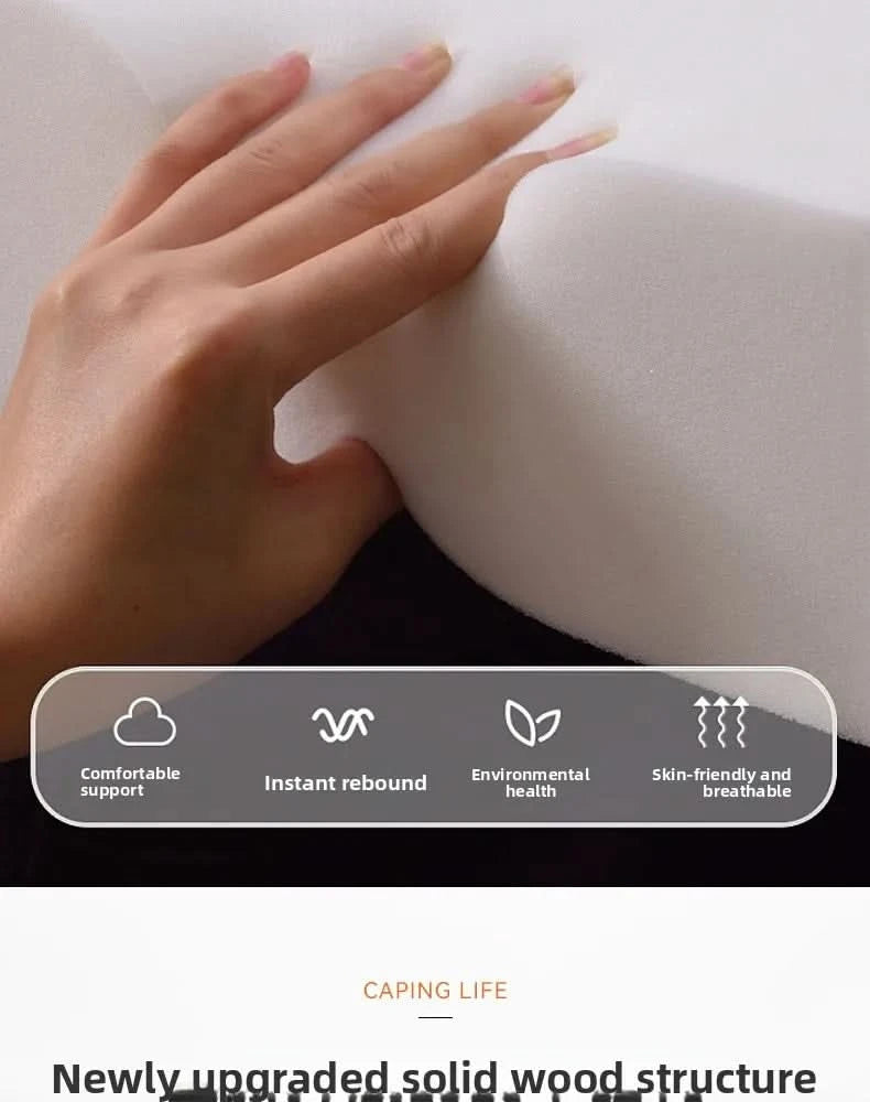Cream white bed modern minimalist master bedroom bed frame light luxury comfortable bases e armações de cama interior furniture