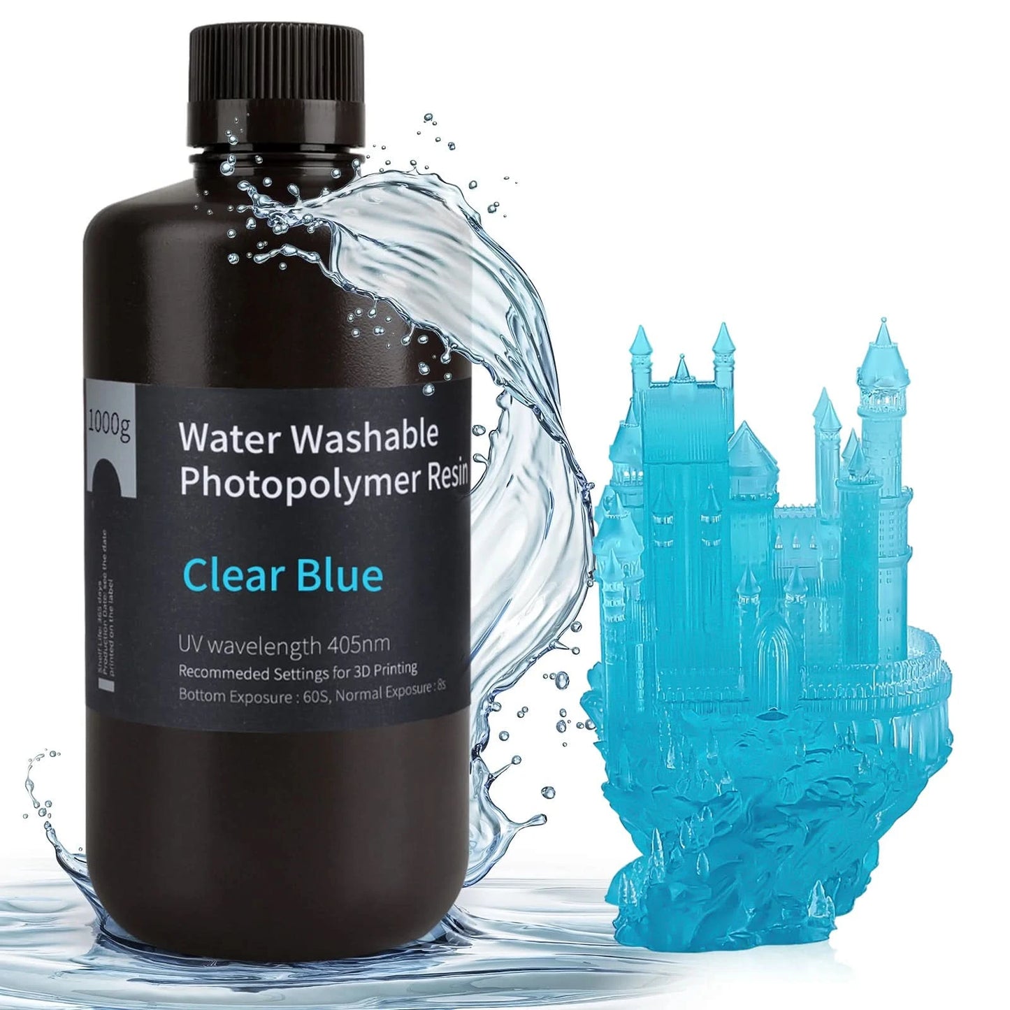 ELEGOO Water Washable 3D Druckerharz LCD UV-härtendes Harz 405nm Standard Photopolymerharz für LCD 3D-Druck 1000g 8 Farben