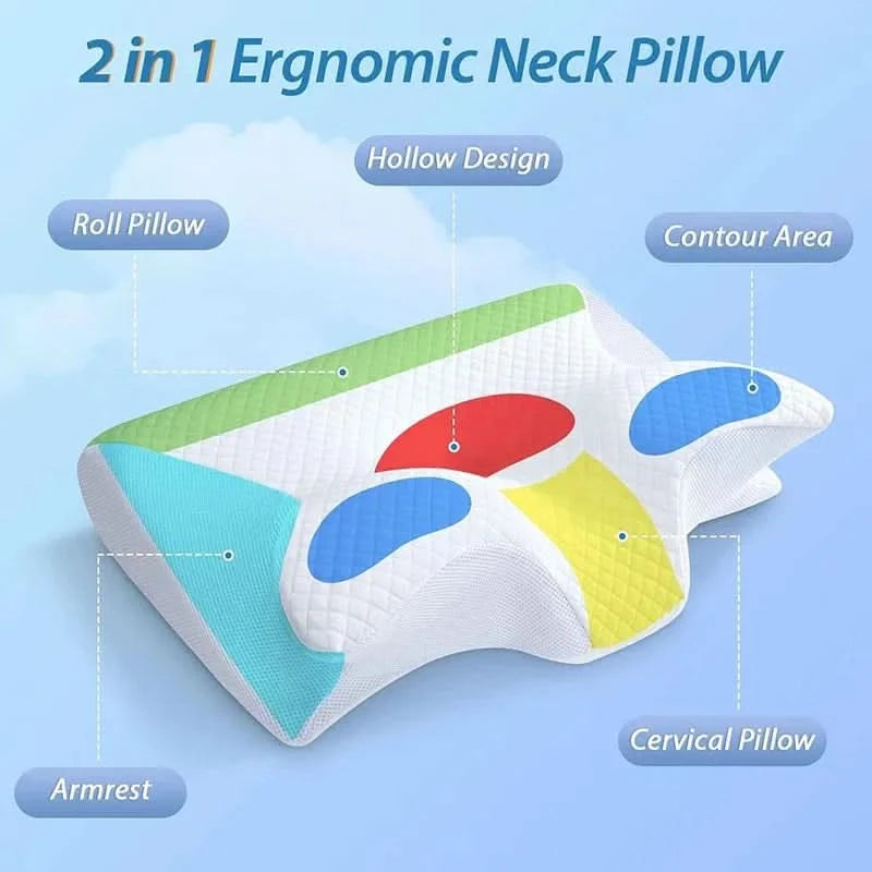 Neues 2-in-1 ergonomisches Memory-Foam-Kopfkissen