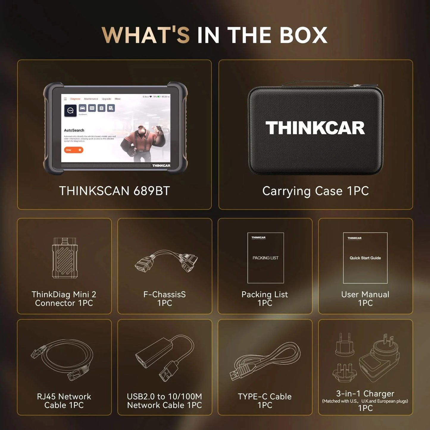 THINKCAR THINKSCAN 689BT Key Programming TKEY 101 Automotive Diagnostic Tool Bi directional Obd2 Scanner ECU Coding CANFD DOIP