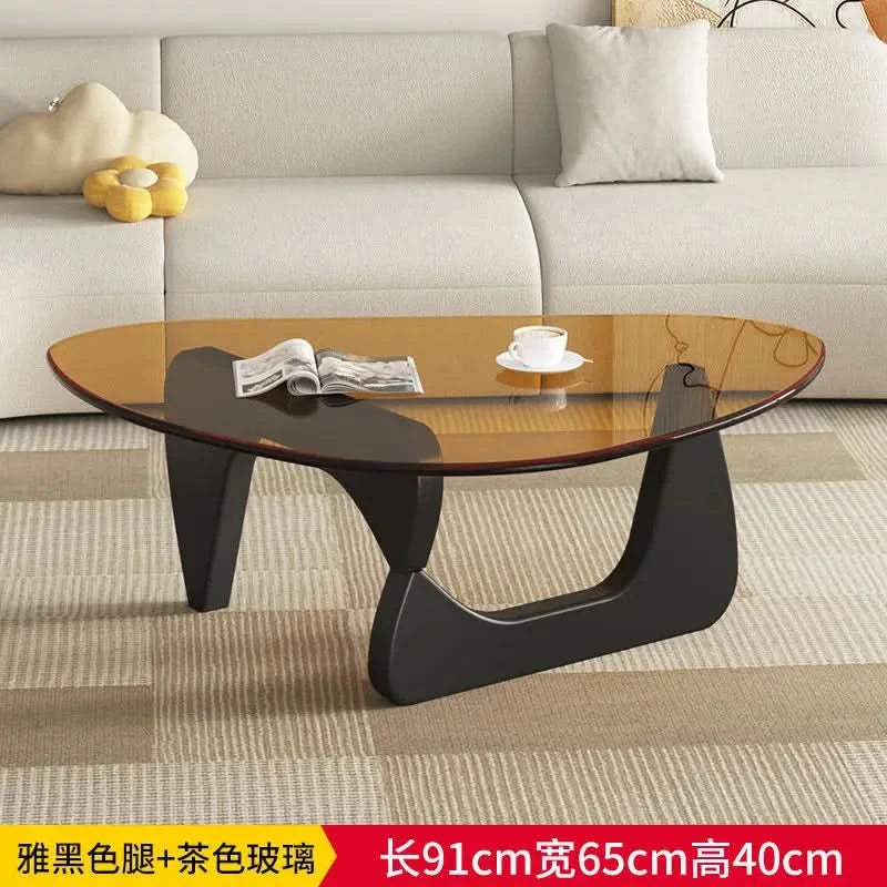 Modern simple creative round coffee table household small apartment living room tempered glass coffee table Internet celebrity