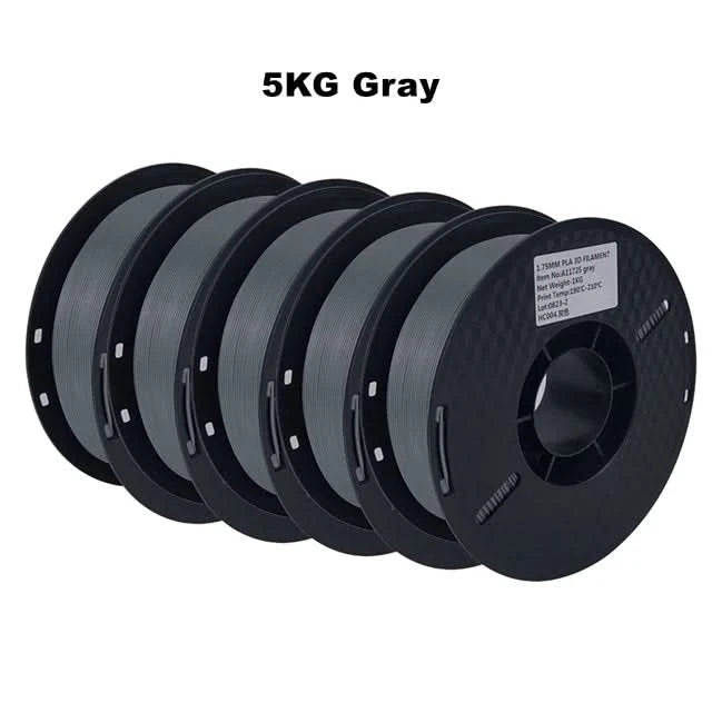 5KG PLA Filament 1.75mm Schwarz Weiß Grau Hohe Zähigkeit 3D-Drucker Material 5 Rollen Lokale Lieferung
