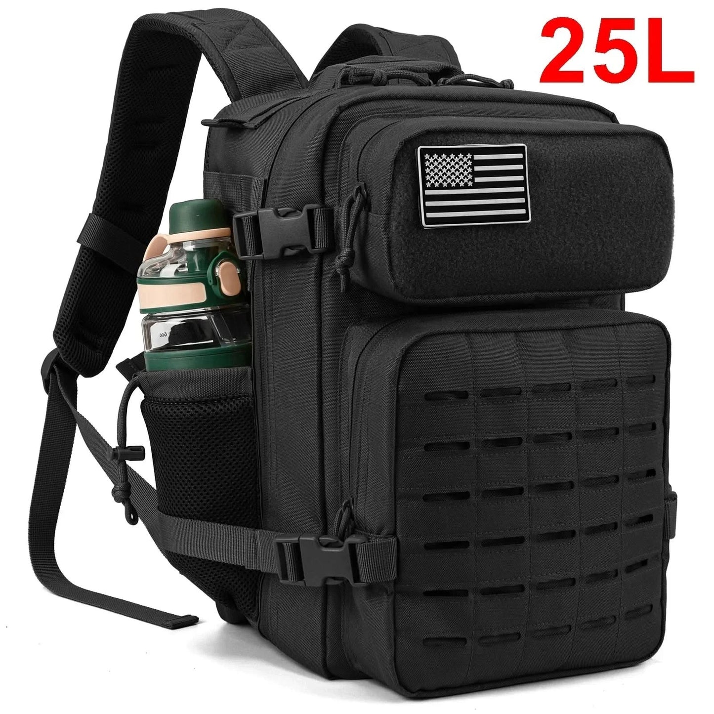 25L Taktischer Rucksack Outdoor Tasche Fitness Rucksack MOLLE Rucksack Damen/Herren Wander-Survival-Rucksack Herren Doppel-Getränkehalter