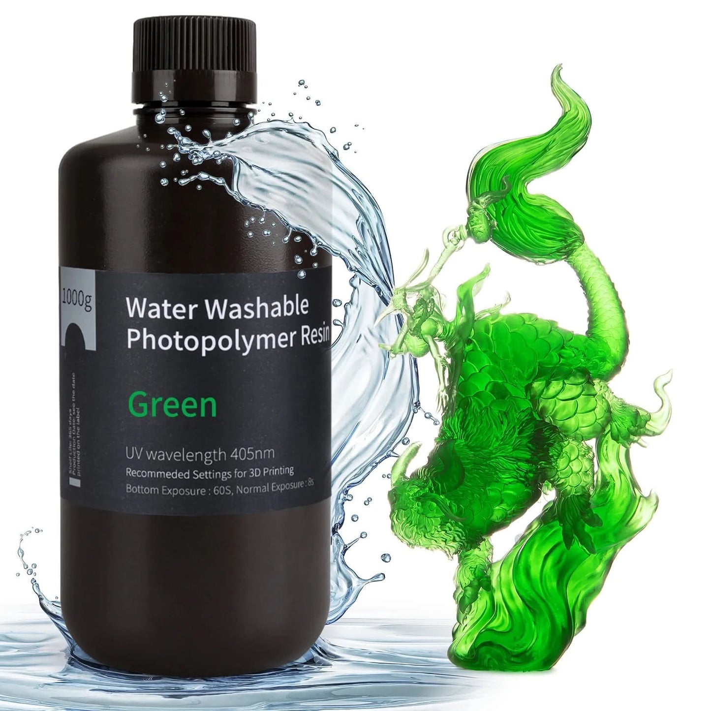 ELEGOO Water Washable 3D Druckerharz LCD UV-härtendes Harz 405nm Standard Photopolymerharz für LCD 3D-Druck 1000g 8 Farben