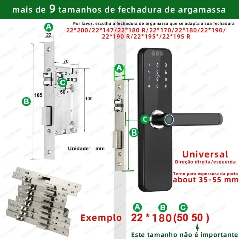 Aus Brasilien RAYKUBE K12 mit wiederaufladbaren Lithiumbatterien Tuya WiFi Kamera Elektronisches Schloss 3D-Gesicht Fingerabdruck Smart Türschloss