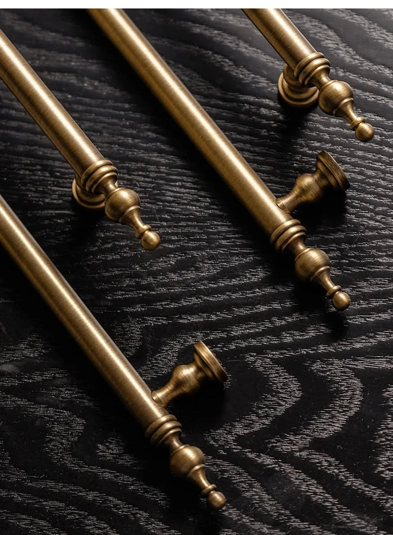 Tinyhob Solid Antique Bronze Pull Brass Cabinet Knobs T Bar Funiture Wardrobe Appliance Handle Long Pull Drawer Handle