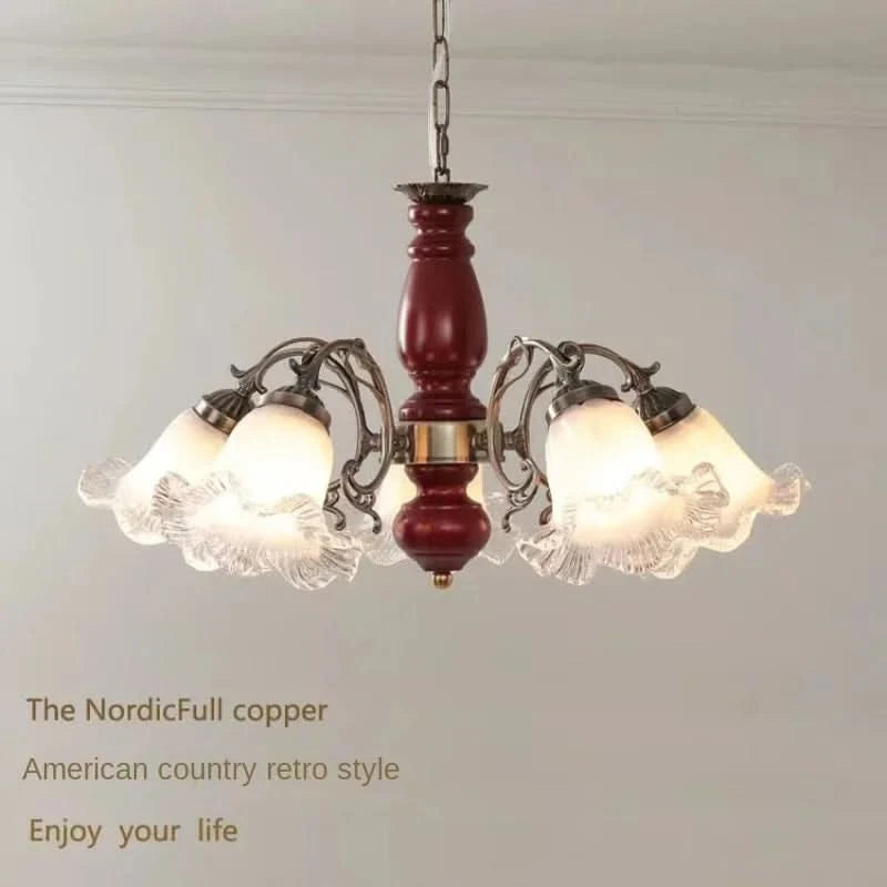 French living room bed dining  European medieval solid wood lamps American country vintage garden chandelier