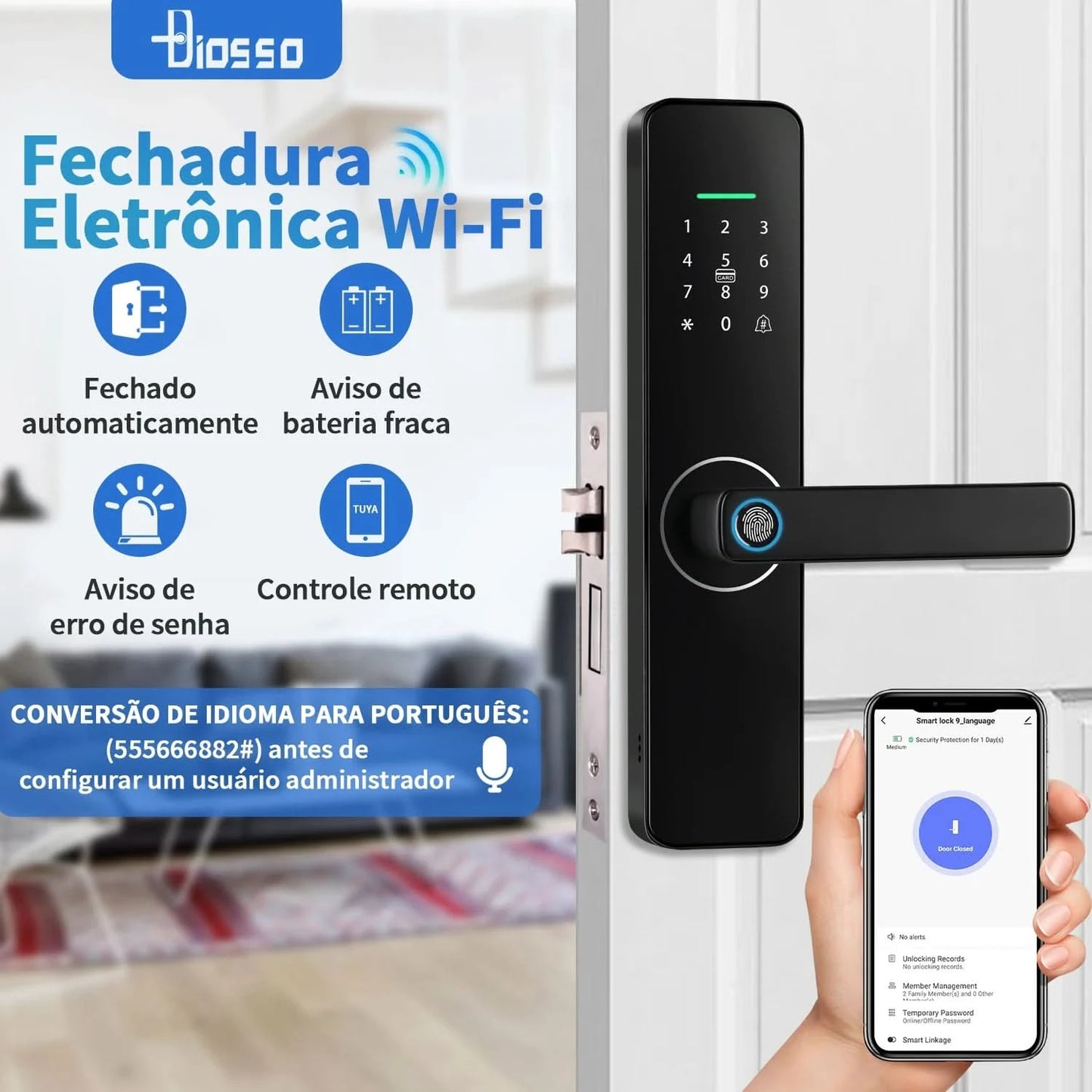 Do Brasil digital electronic lock tuya wifi smart lock biometric digital lock fingerprint lock for home house apartment