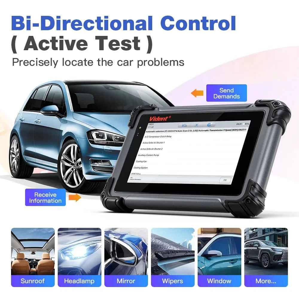 VIDENT iSmart800 Pro OBD2 Scanner, vollständiges System, Fahrzeugdiagnosetool, Schlüsselprogrammierung, bidirektionale Steuerung, über 40 Reset-Funktionen, CAN FD & DoIP