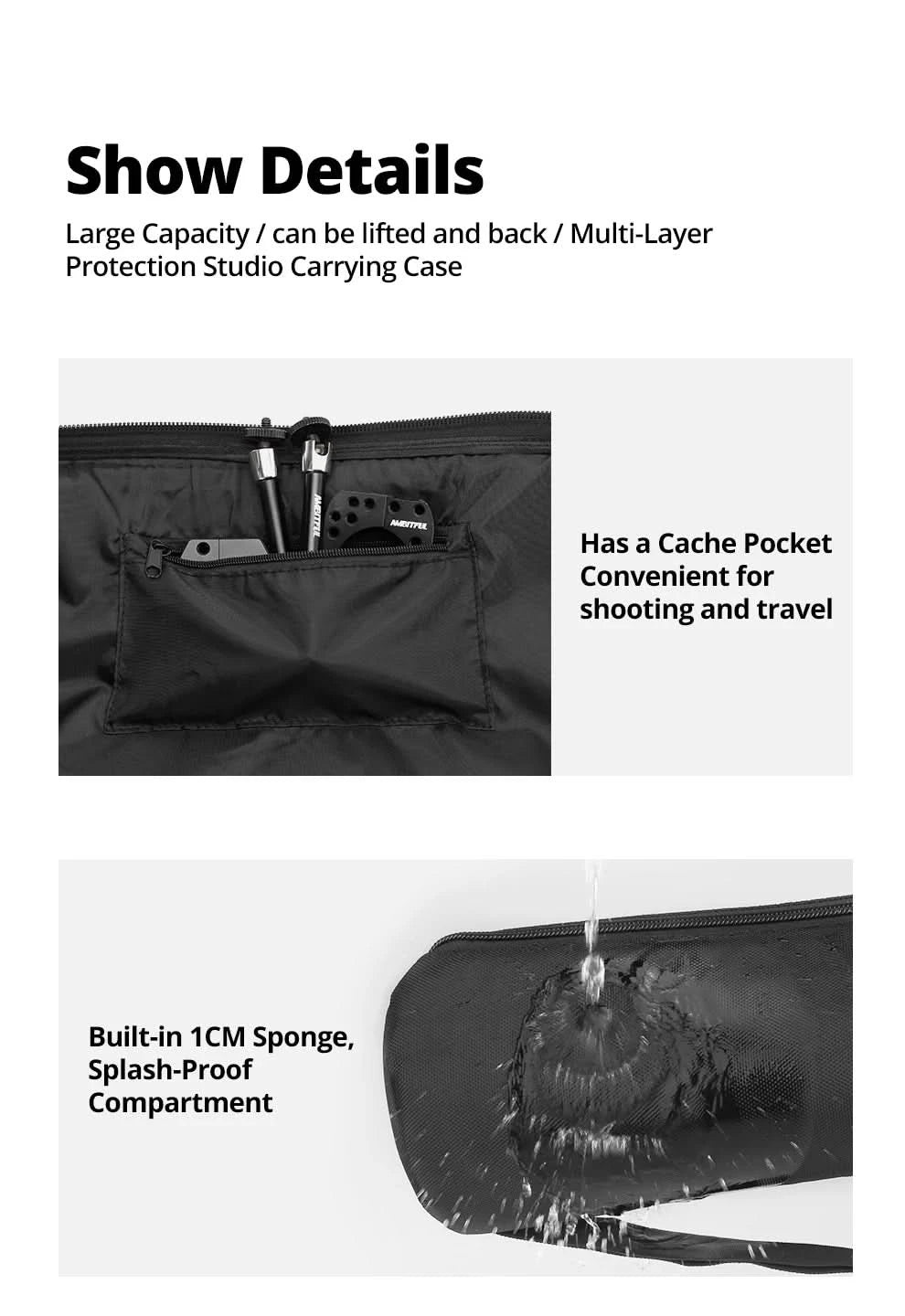 50cm - 125cm Gepolsterte Kamera Einbeinstativ-Tragetasche Stativtasche Lampenstativ-Tragetasche Schirm-Softbox-Tragetasche