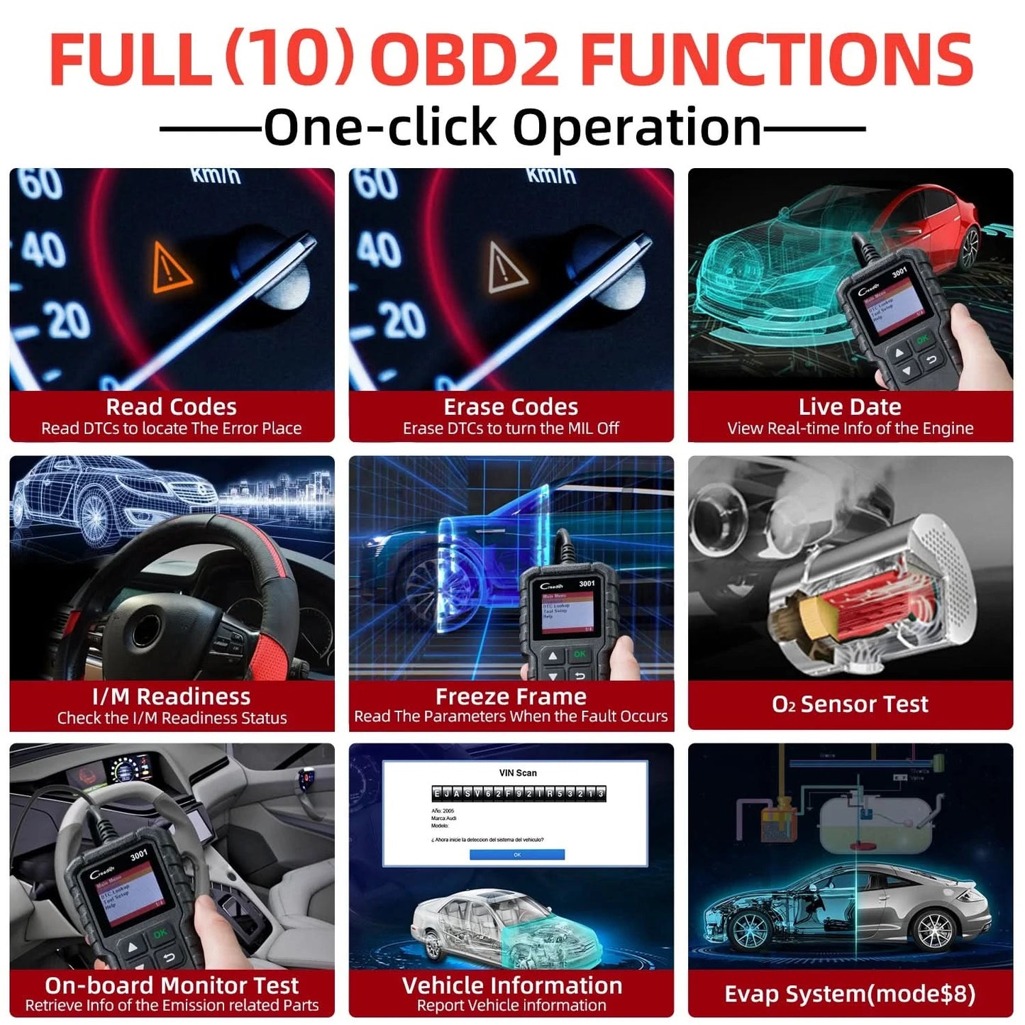 LAUNCH X431 CR3001 OBD2 Scanner Automotive Auto Full OBD2 Diagnosegerät Codeleser Scanner Kostenloses Update PK ELM 327