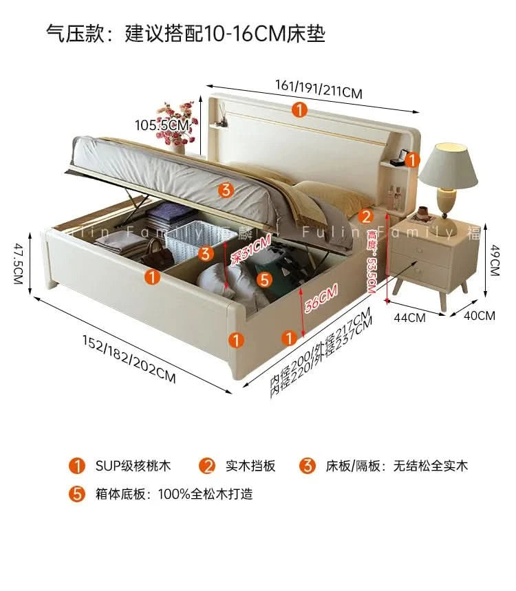 Bedside Table White Double Bed Wooden Bedding Teen Girls Queen Size Double Bed Frame High Clearance Hotel Bedroom Furnitures