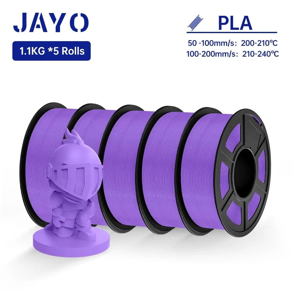 JAYO PLA Filament 1.75MM 5Rolls 3D Printer Filament PLA 100% No Bubble for FDM Coloful 3D Printing Material DIY Gift