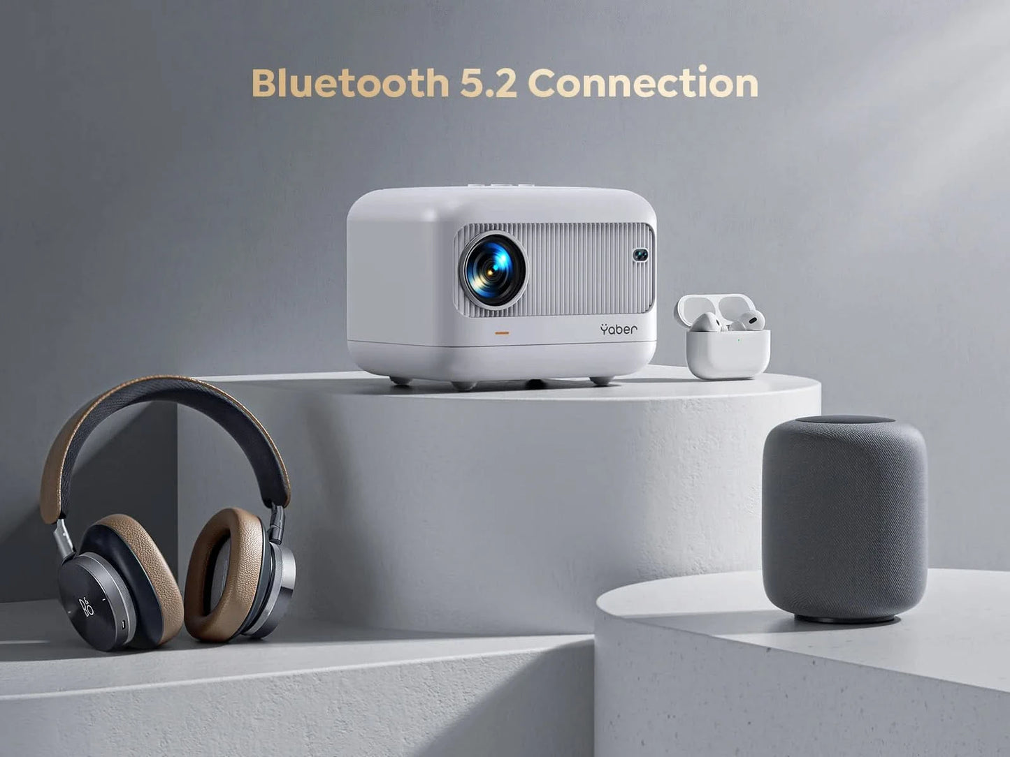 MINI Projector WiFi Bluetooth Projector 20000Lumens 720P Projectors Support 1080p Video for Home Outdoor Cinema Android YABER L1