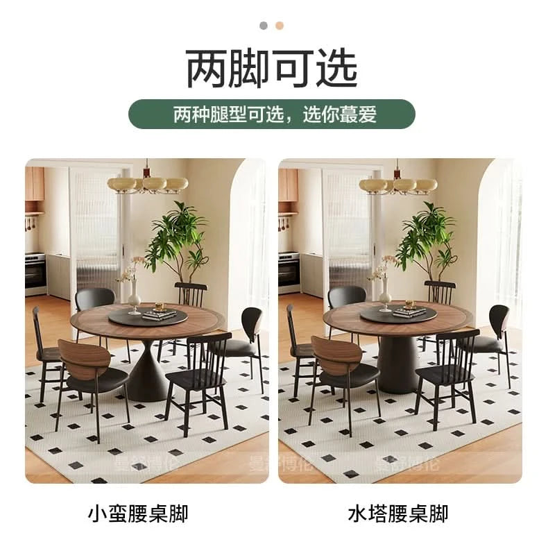 6 People Turntable Dining Table Vintage Legs Metal Design Round Coffee Table House Breakfast Juegos De Comedor Furnitures