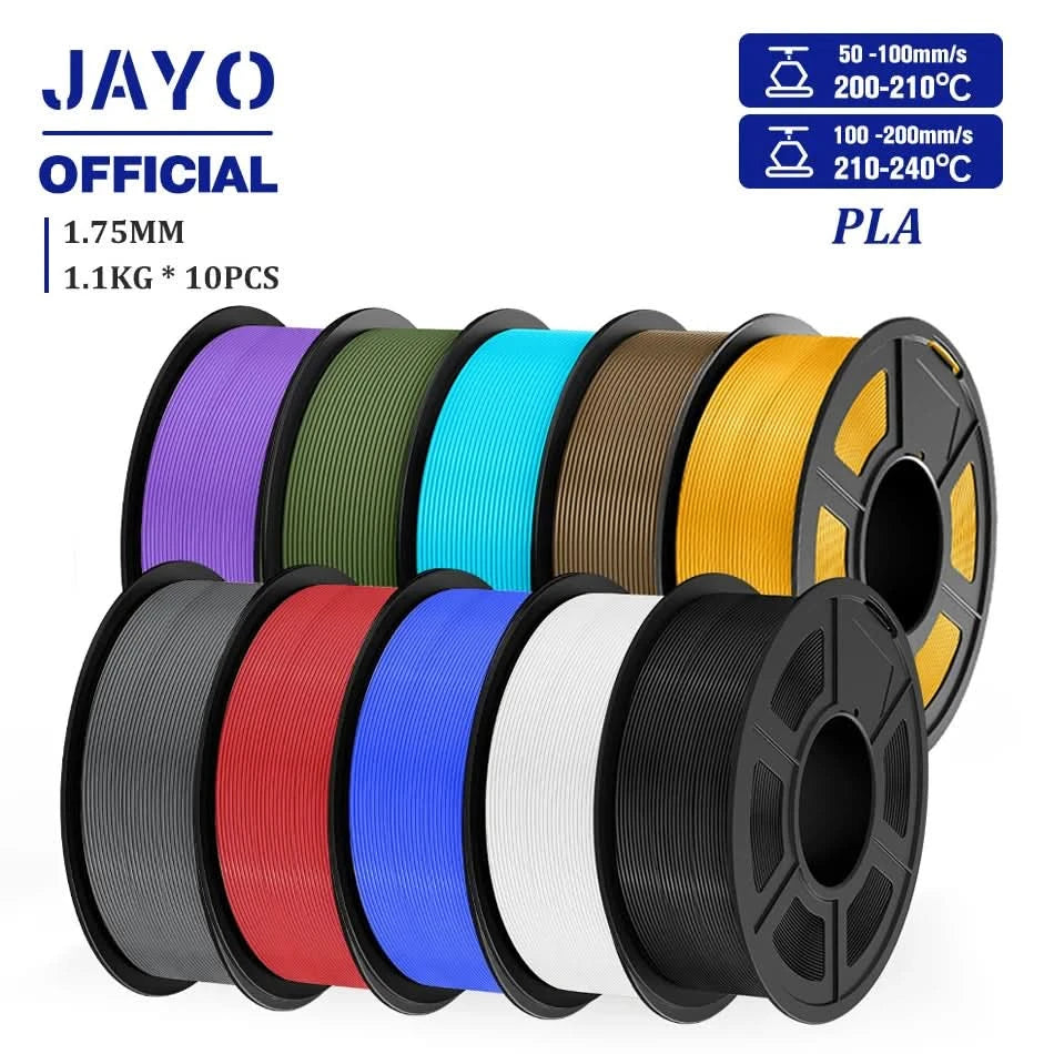 JAYO PLA Filament 1,75MM 10 Rollen/Set PLA 3D-Druckerfilament Multicolor für FDM 3D-Drucker Sauber gewickelte 3D-Druckmaterialien