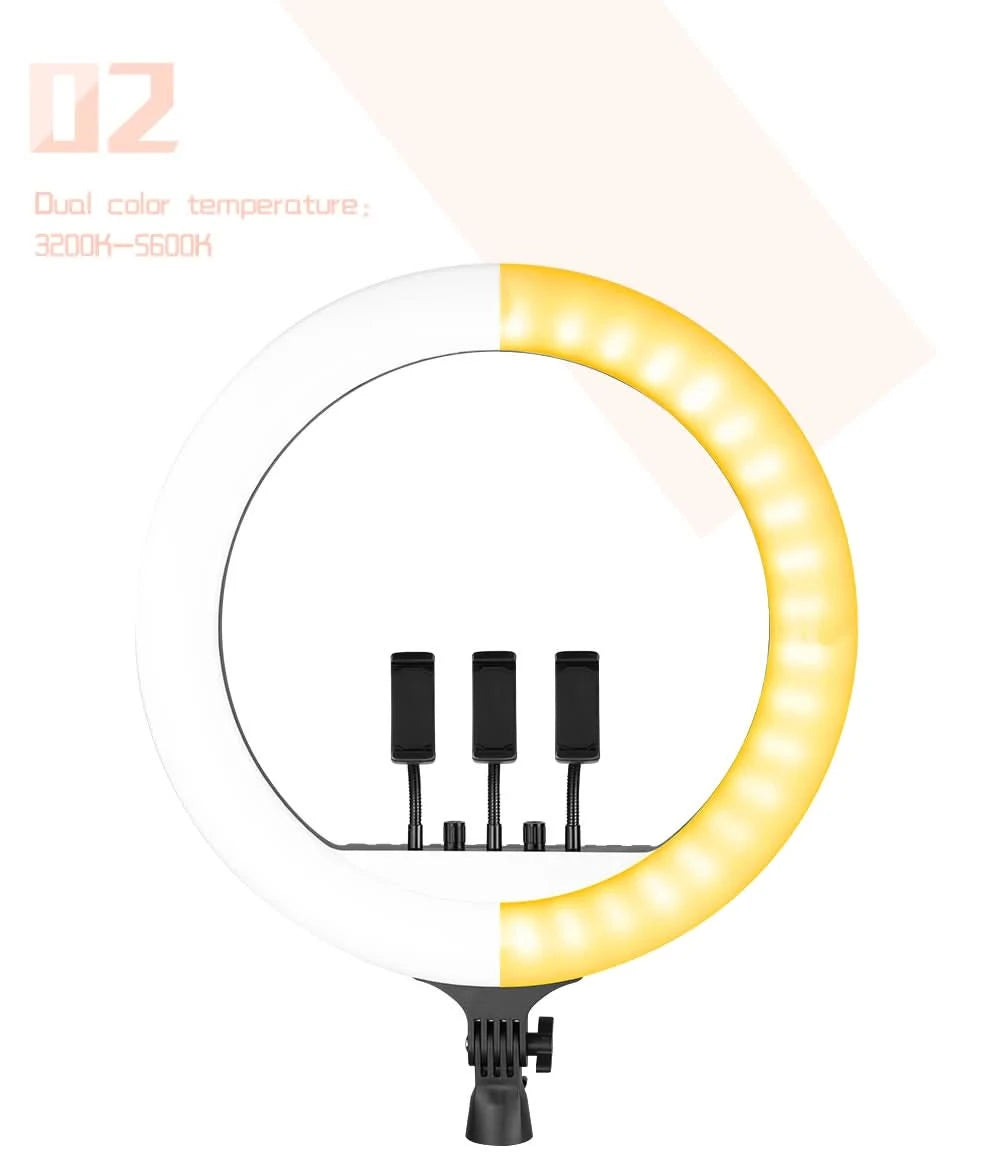SH 18 Zoll Drehknopfringlicht LED Selfie Video Lampe mit Stativ Handyhalterung für YouTube Live Beleuchtung Foto Fotostudio
