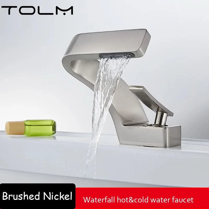 TOLM Messing Schwarz Gold Waschtischarmatur Badezimmer Waschbeckenarmaturen Warm Kalt Wasserhahn Mischer Deck Montiert Einhebel Loch Bad Küche