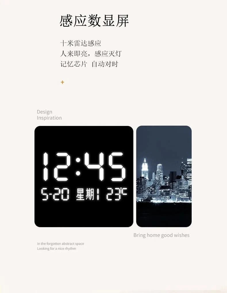 Modern Urban Night Scene Bedroom Bed Head Hanging Art Electronic Clock Landscape Architecture Living Room Sofa Background Wall D