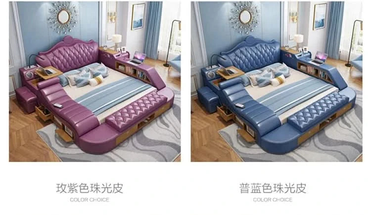 Headboard Storage Double Bed Queen Drawers King Size Smart Bed Luxury Princess Modern Letto Matrimoniale Bedroom Furniture