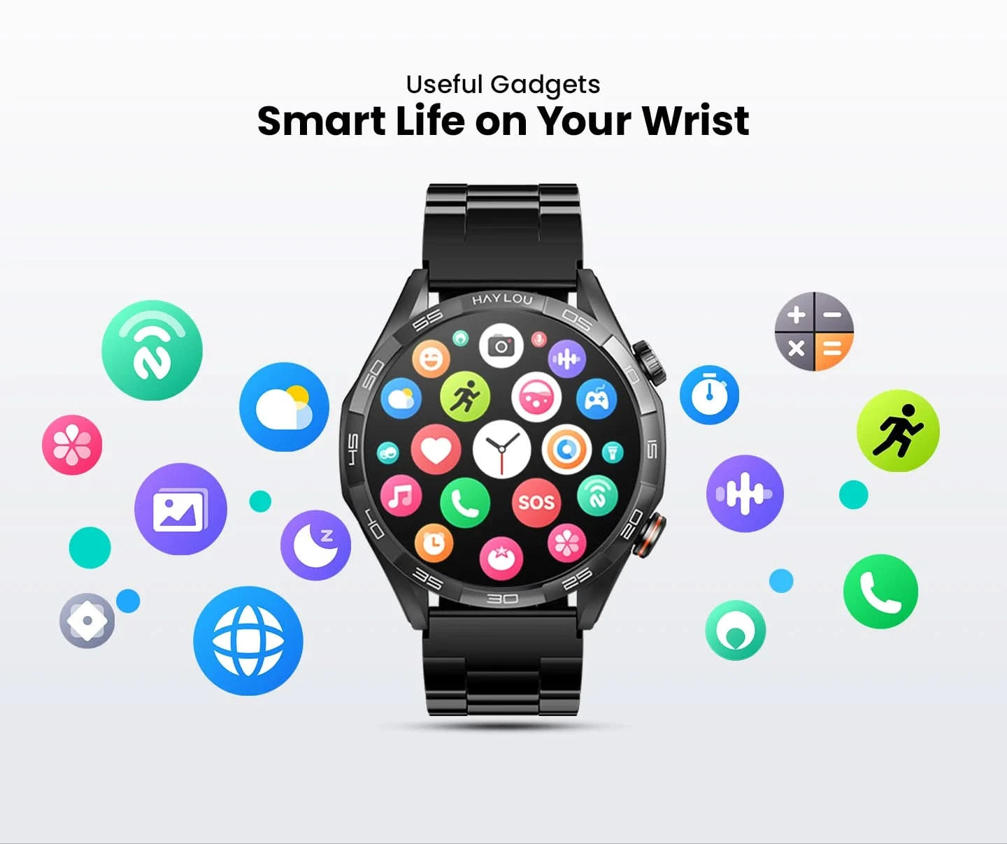 HAYLOU Solar 5 Smartwatch mit Sprachanrufen 1.58'' AMOLED Display 60Hz Smart Watch 24H Gesundheitsüberwachung Sport-Smartwatch für Herren