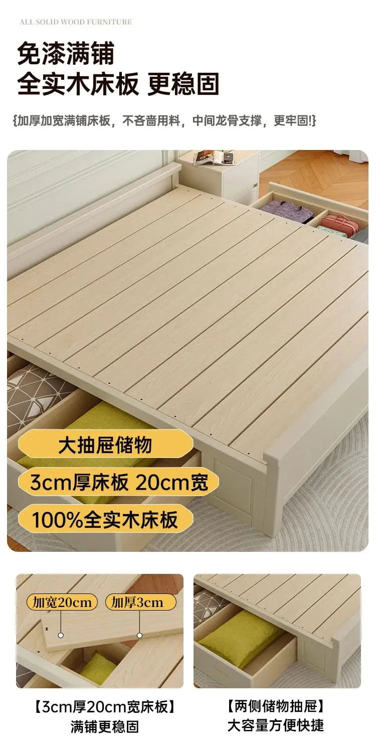 Bedside Table White Double Bed Wooden Bedding Teen Girls Queen Size Double Bed Frame High Clearance Hotel Bedroom Furnitures