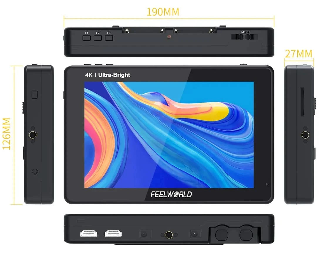 FEELWORLD LUT7 7 Zoll 2200nits Touchscreen Kameramonitor mit 3D LUT HDMI Ein- und Ausgang, Waveform, Vektorskop, Histogramm