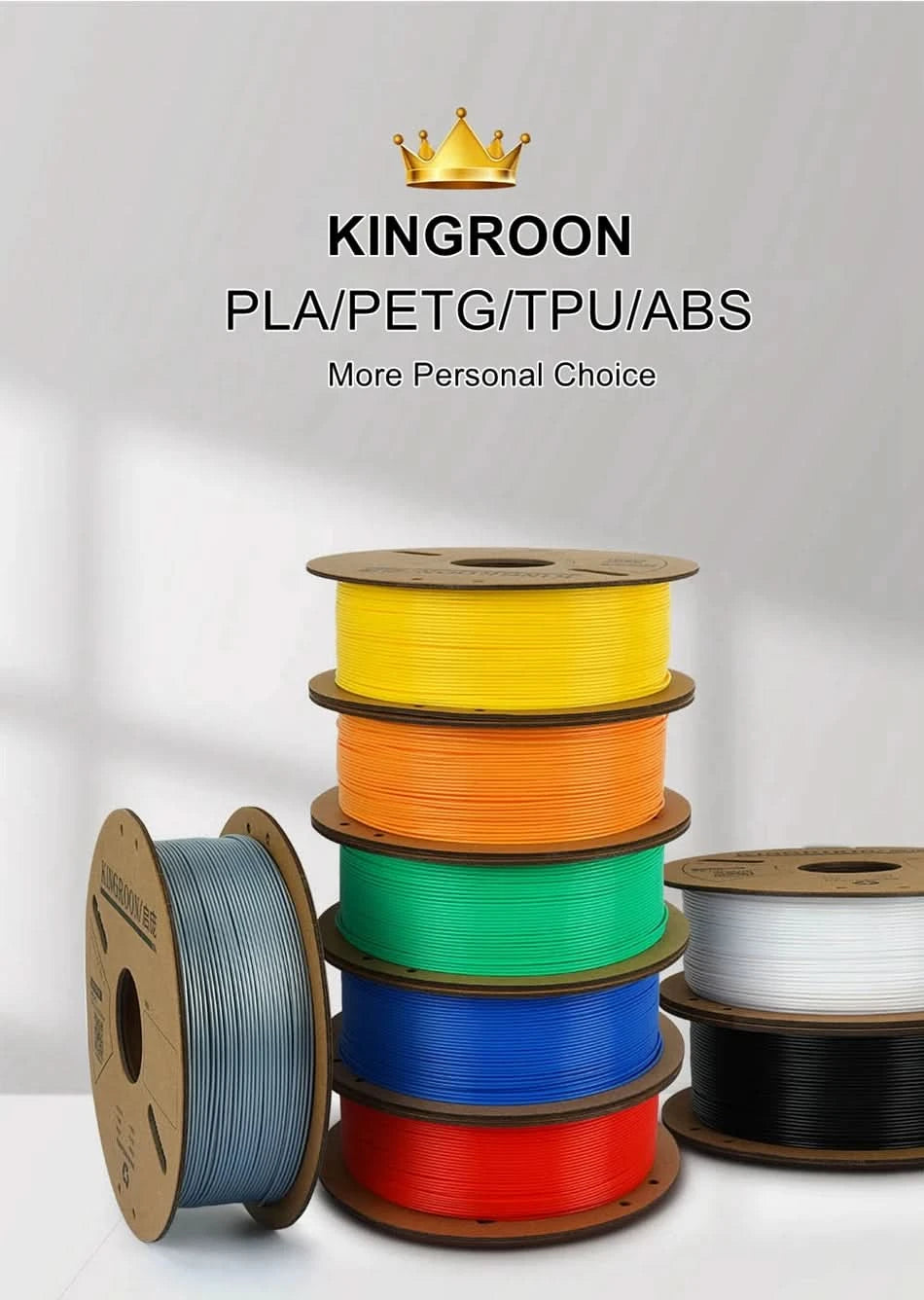 KINGROON Standard 1KG PLA PETG TPU ABS Filament 1.75mm +/- 0.03mm No bubbles 3D Printer Plastic, Random Spool