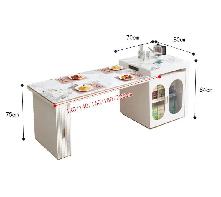 Rock Plate Dining Table Integrated Extendable Home Modern Light Luxury Dining Table With Storage Cabinet