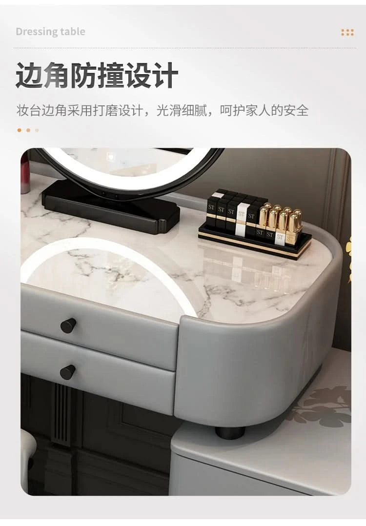 Luxury Jewelery Storage Dressing Table Glass Top Girls Unique Makeup Mirror Beauty Dressing Table Light White Muebles Decoration