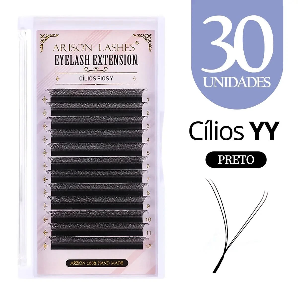 [Brazil Warehouse]ARISON Wholesale 10/30/50pcs YY/W-shape Lashes Premade Volume Eyelashes Extension 3D/4D/5D/6D/8D Lash