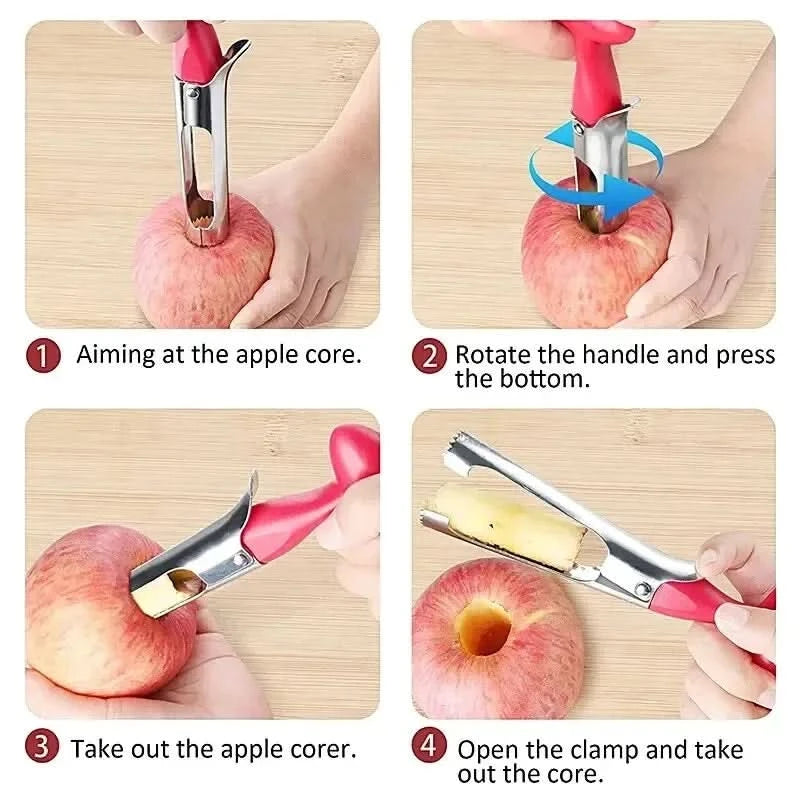 1Pc Apple Corer Remover Stainless Steel Apple Cutter Slicer Pear Apple Core Remove Tools Fruit Cutting Knife Kitchen Accessories