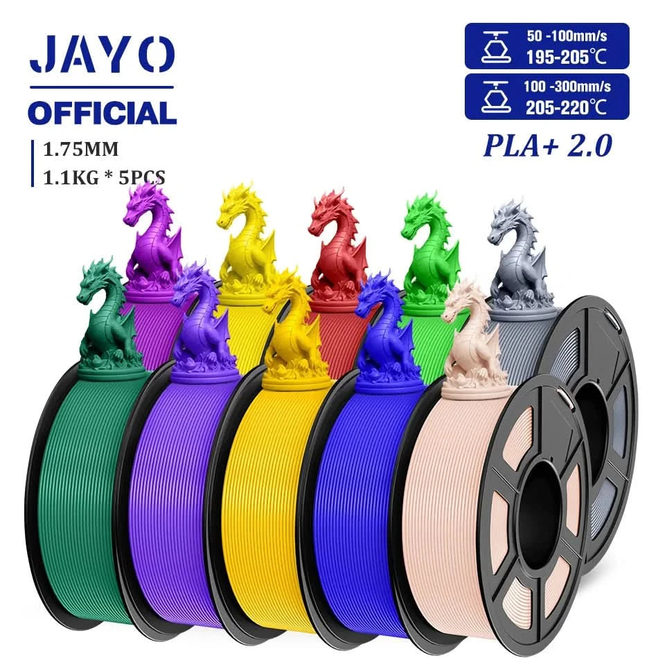 JAYO 3D Filament 1.75mm PLA / PLA Plus / PLA Meta/ Seiden-PLA+/PLA Matt 3D-Drucker-Filament 1.1KG Für FDM Multicolor Set 10 Rollen