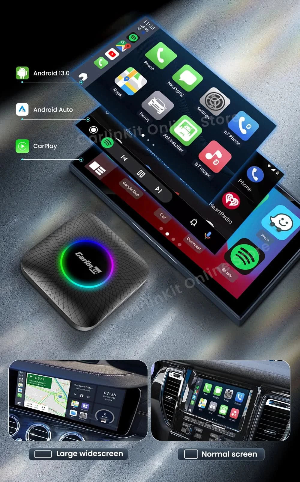 Carlinkit SDM660 Aibox Android 13 USB-A CarPlay Android Auto Wireless Adapter Unterstützt Online-Video Spotify Netflix Bluetooth Wifi
