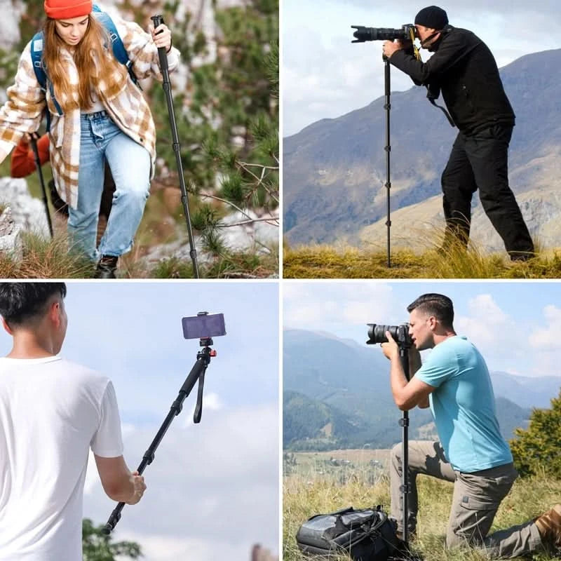 Ulanzi Leichtes Einbeinstativ Aluminium DSLR-Kamerastativ für 1/4''3/8'' Wanderungen Reisen Selfie-Stick Max. 155cm Verlängerung 5KG Belastung