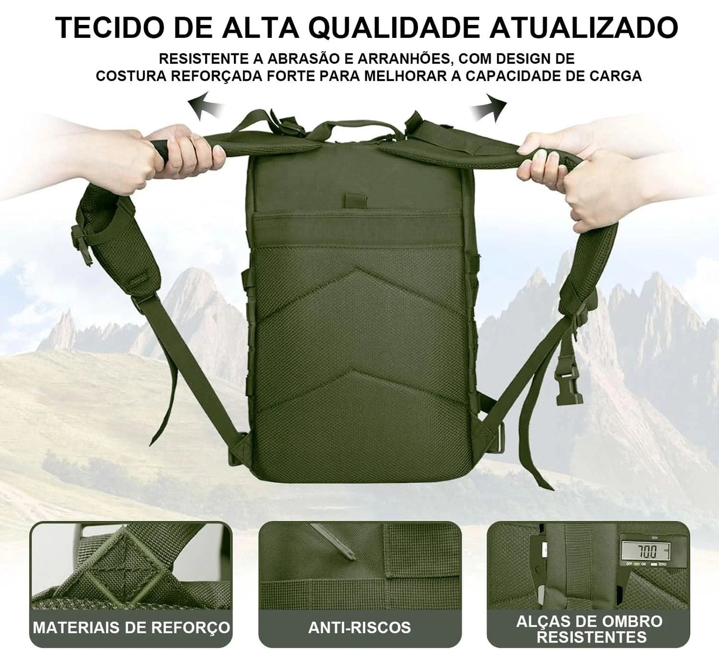 Assall Militärischer Taktischer Rucksack, verstärkt, wasserdicht, groß