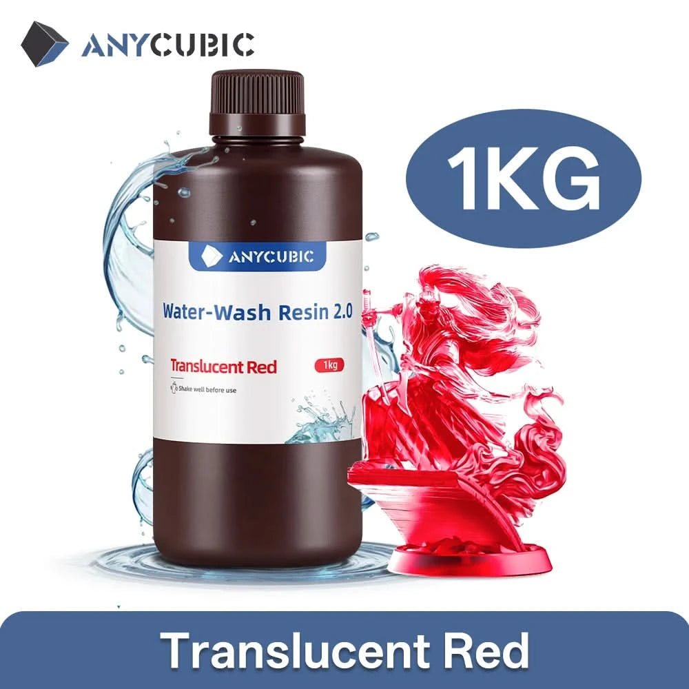 ANYCUBIC Wasserwaschbares Harz Geruchsarm Niedrige Viskosität 405nm UV-Harz für LCD-3D-Druck Hochpräzisions-3D-Druckerharz
