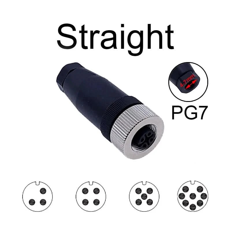 M12 sensor connector 4pin 5pin M12-8 waterproof male&female plug screw threaded coupling A Code sensor connectors