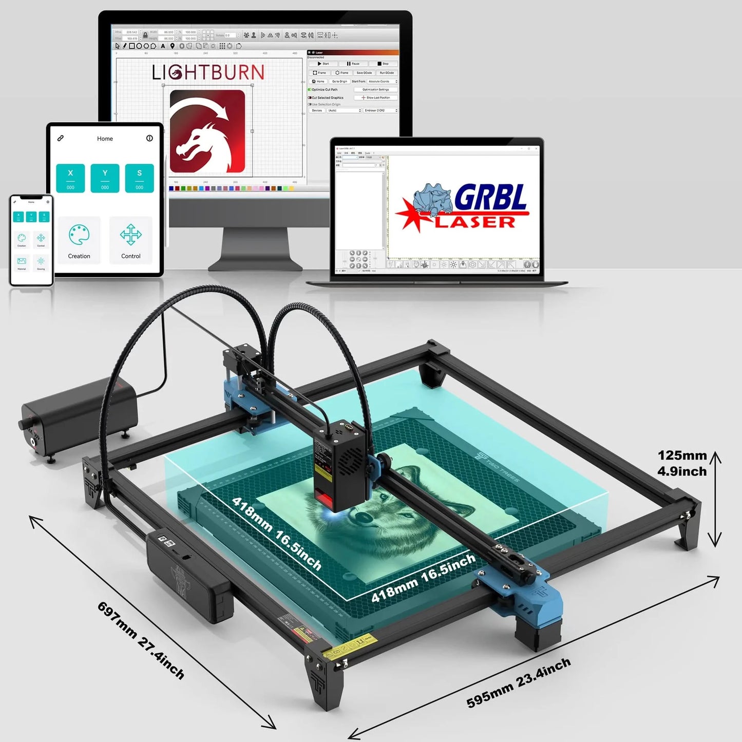 TwoTrees 130W CNC-Lasergravurmaschine TTS-20 PRO APP WLAN-Steuerung Glas Metall Lasergravierer Holz Lederschneidemaschine