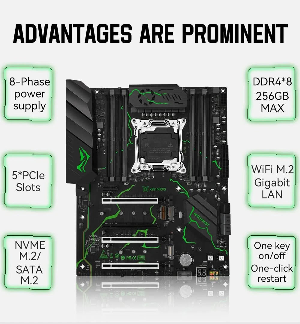 MACHINIST X99 MR9S motherboard ATX LGA 2011-3 Support Xeon E5 V3/V4 series CPU DDR4 four channel NVME M.2 USB 3.0