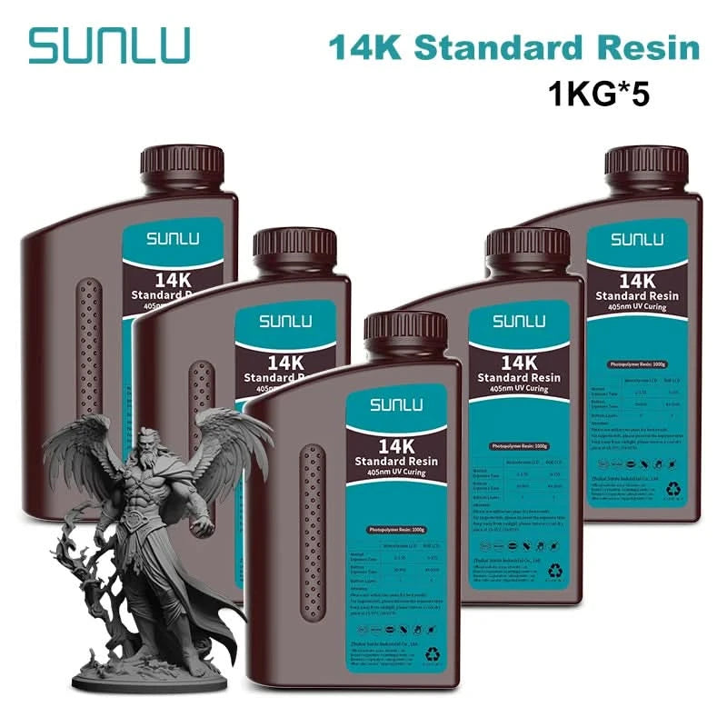 SUNLU 5KG ABS-Like/ Standard / Water-Wash/ 14K High Precision Resin 405nm Rapid UV-Curing Photopolymer Resin 1KG/Bottle