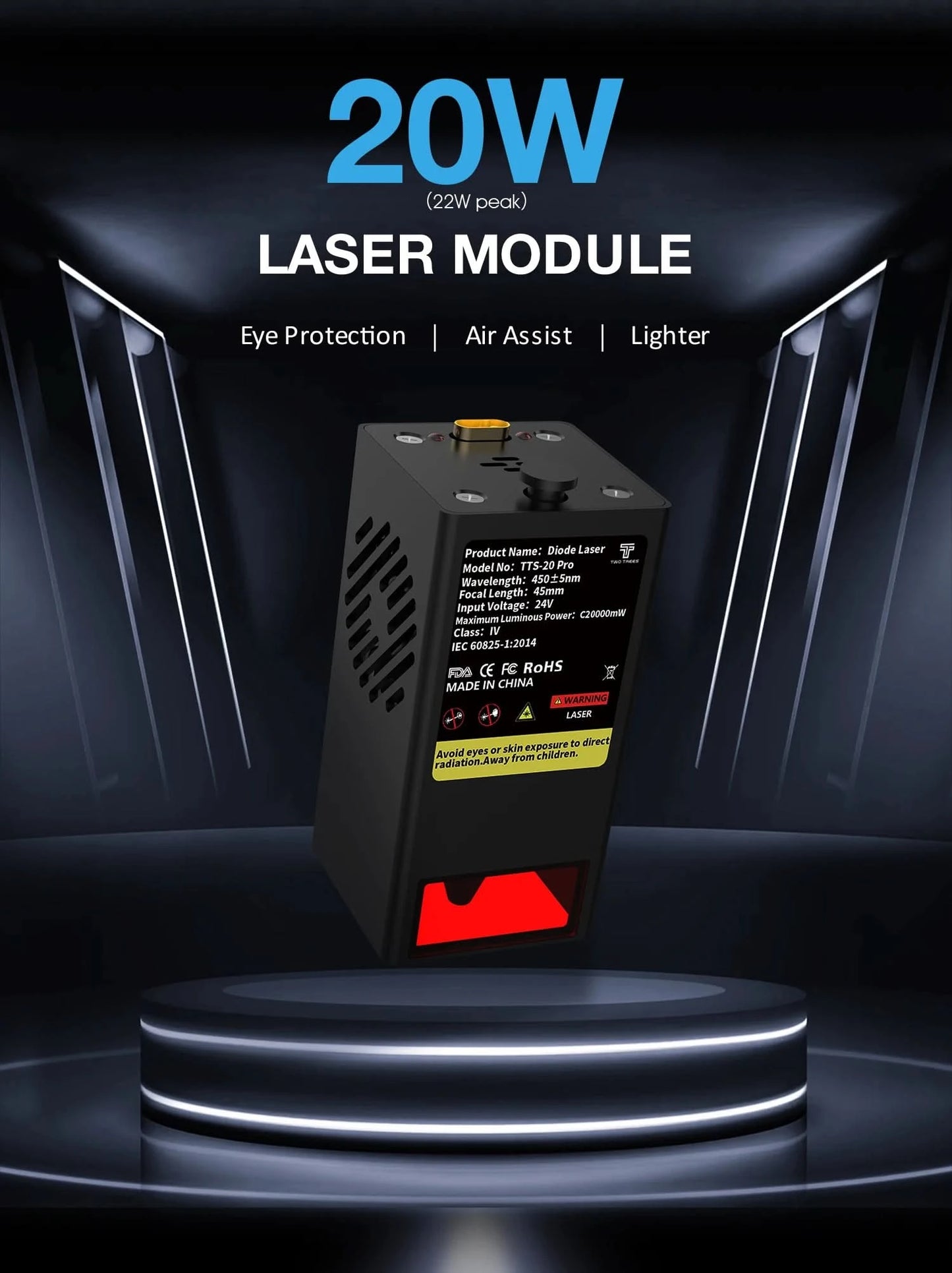 TwoTrees 130W CNC-Lasergravurmaschine TTS-20 PRO APP WLAN-Steuerung Glas Metall Lasergravierer Holz Lederschneidemaschine