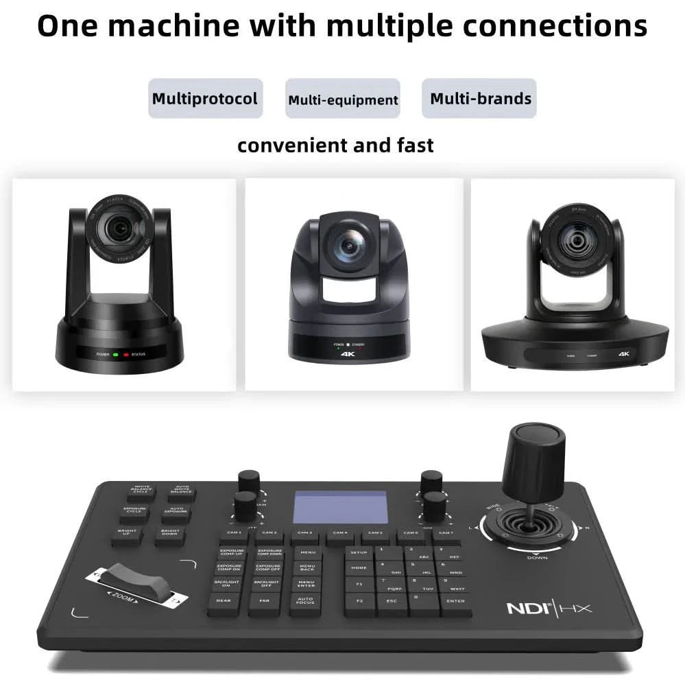 HCSTVCON NDI Joystick-Controller-Tastatur 3D-Controller Videokonferenz Kirchen-Livestreaming PTZ-Kamerasteuerung 255 Voreinstellungen